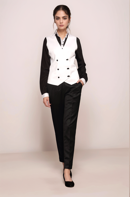 White Double Breasted Waistcoat