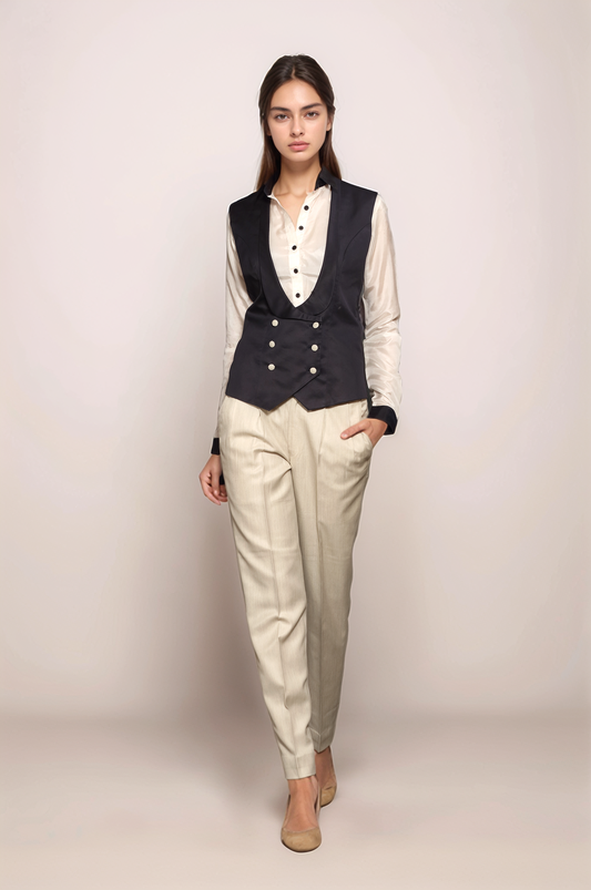 Black Double Breasted Waistcoat