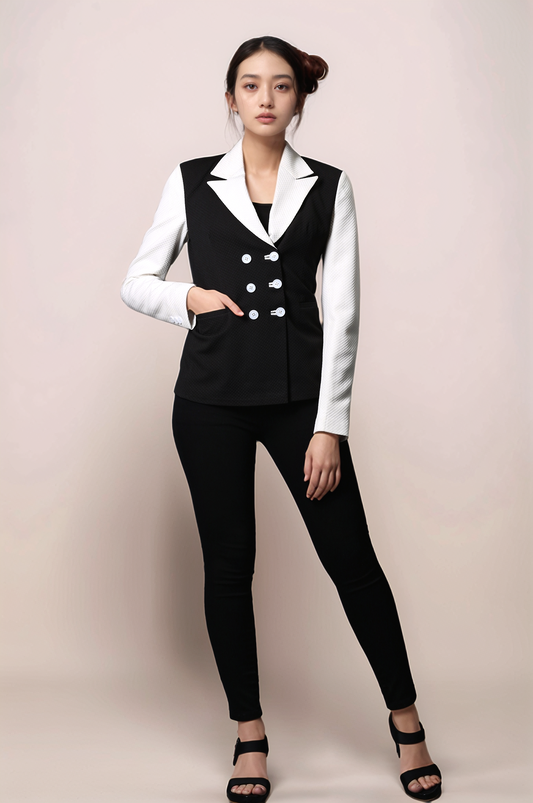 Black and White Zipper Jacket