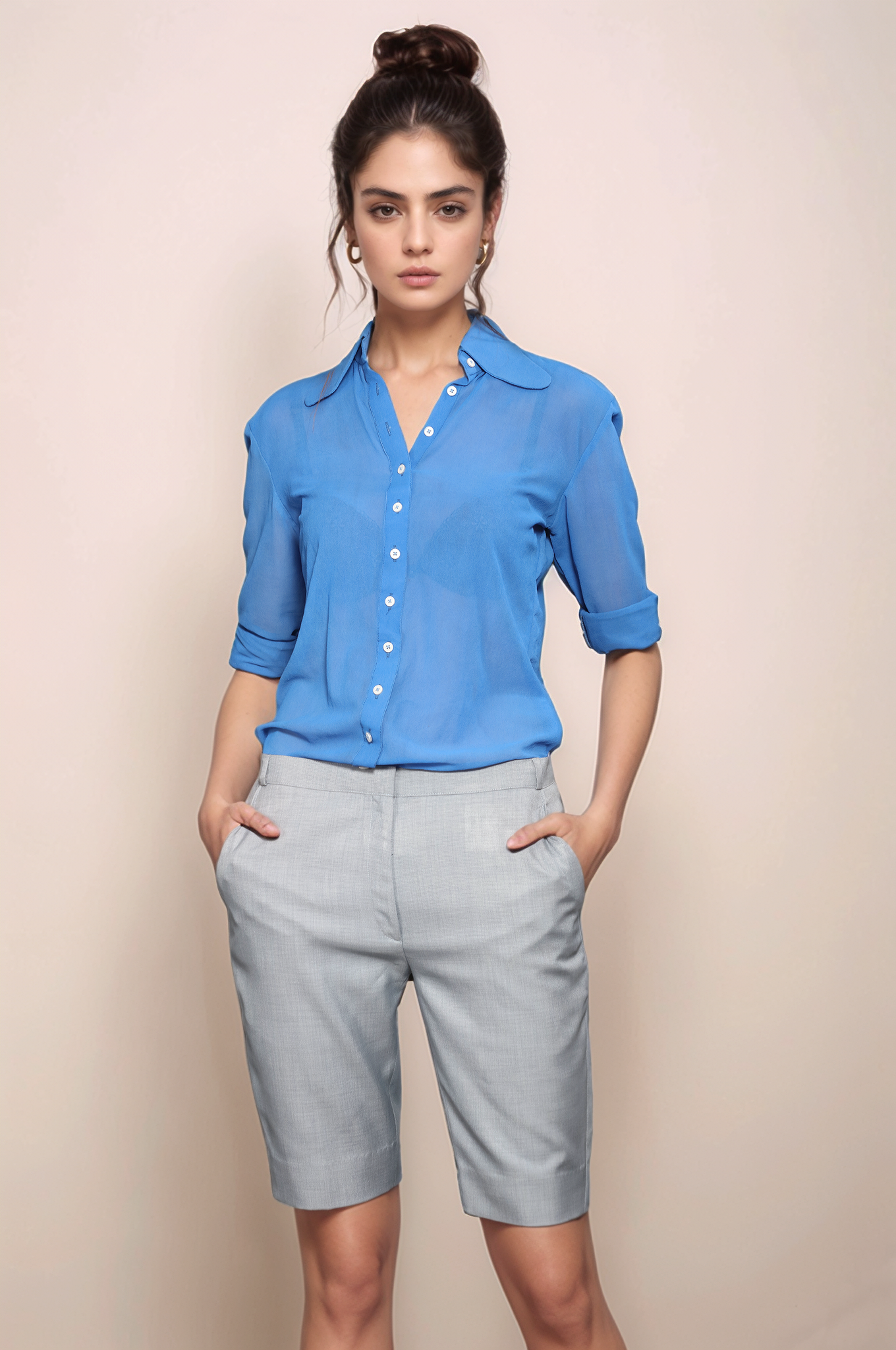 Blue Georgette Shirt