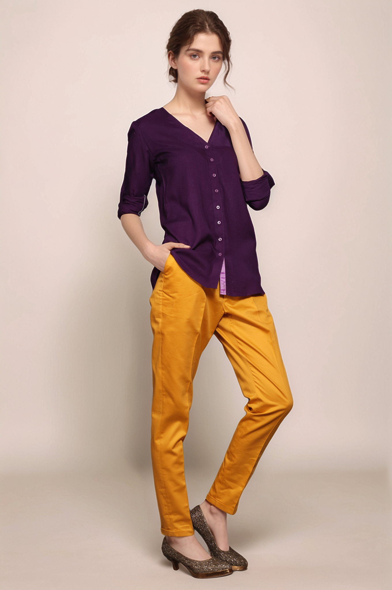 Purple V-Neck Shirt