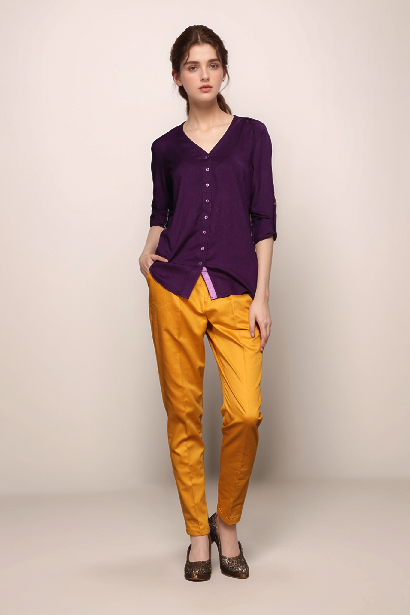 Purple V-Neck Shirt