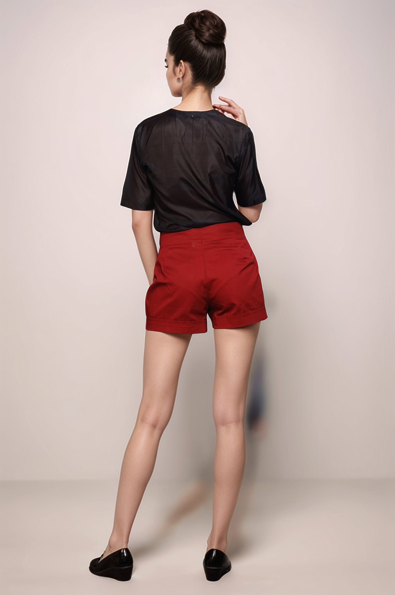 Brick Red Pleated Shorts