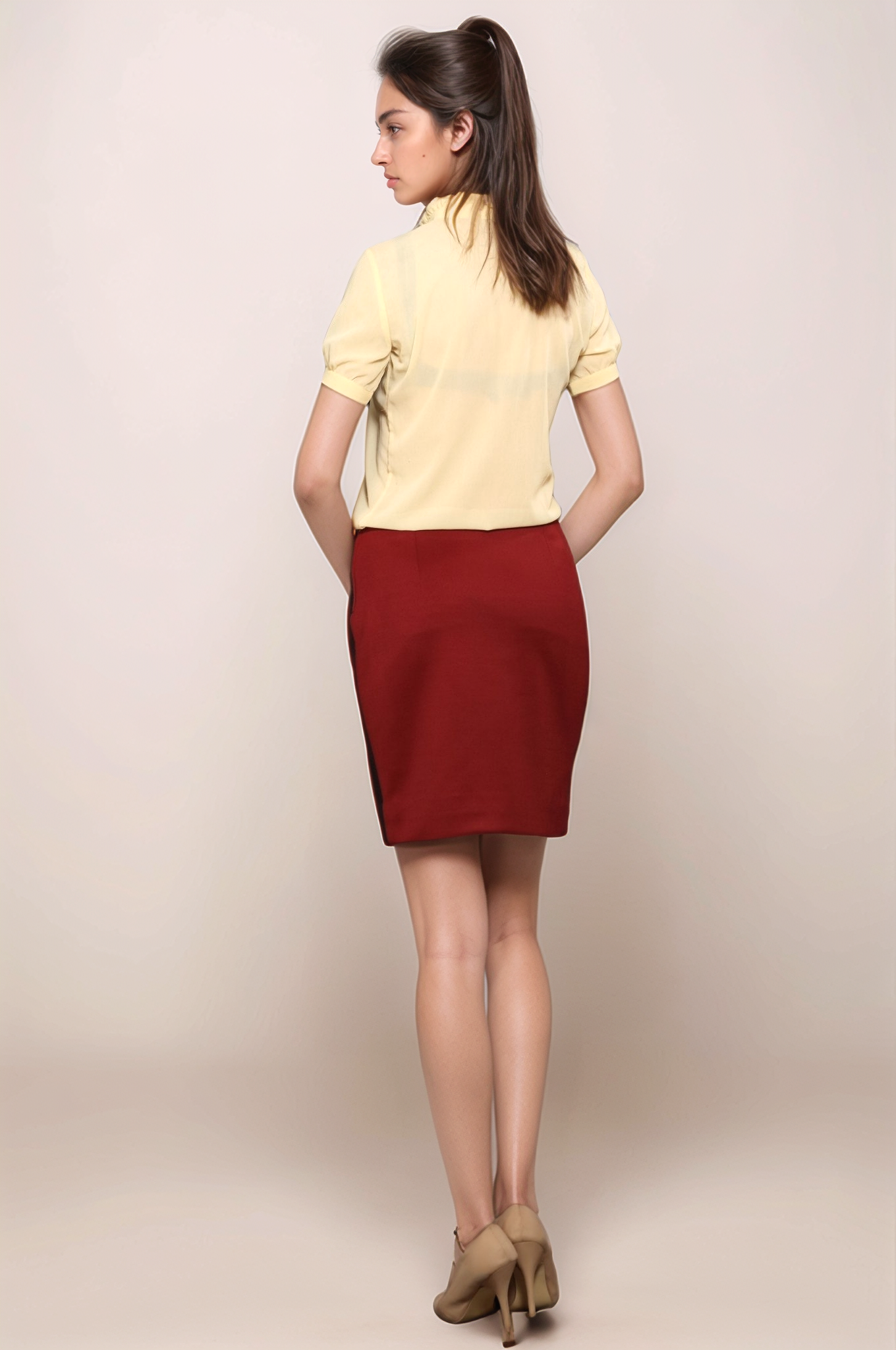 Maroon Panel Skirt
