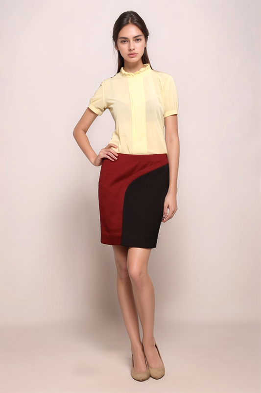 Maroon Panel Skirt