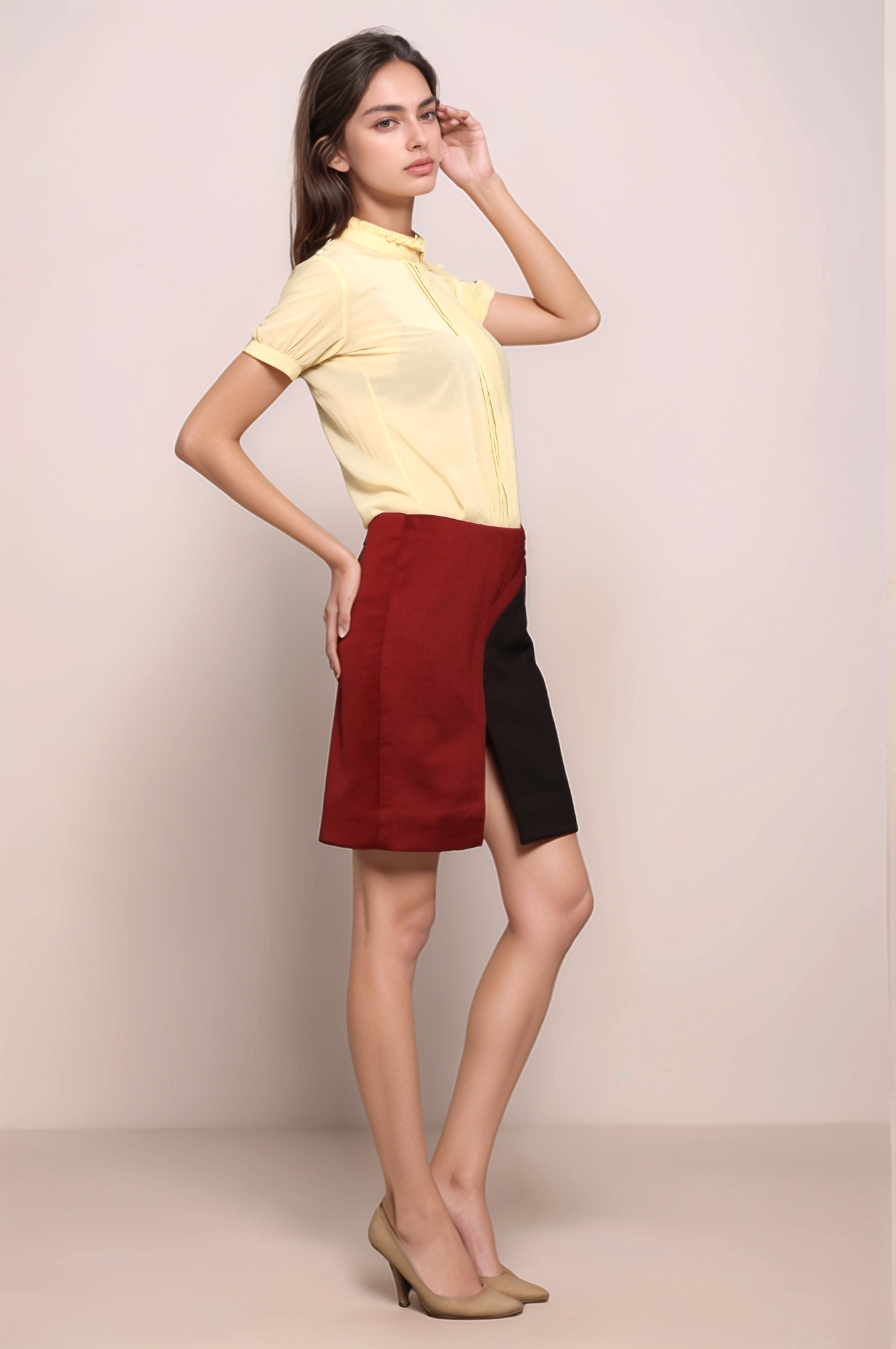 Maroon Panel Skirt