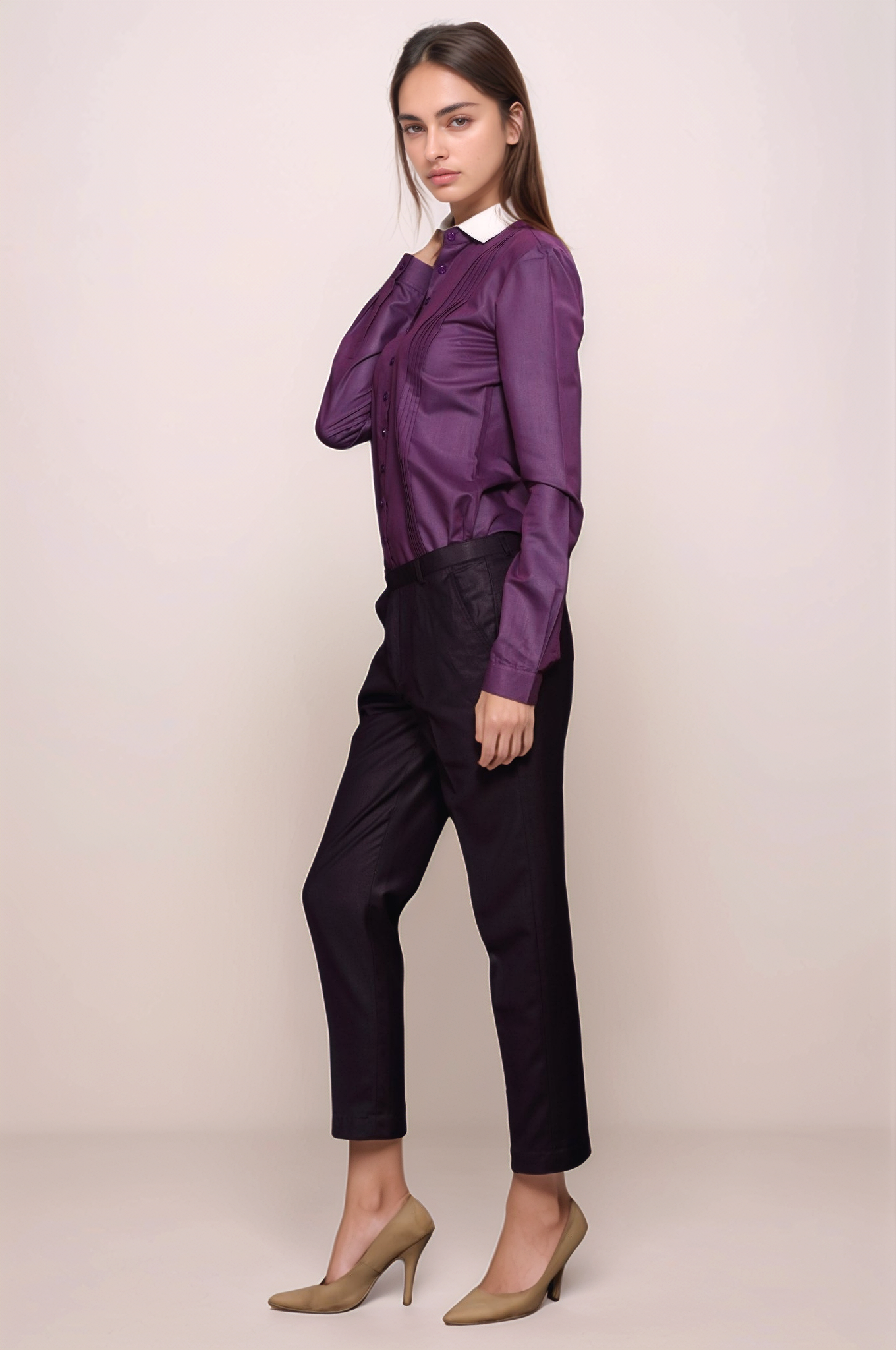 Purple Pleated Shirt