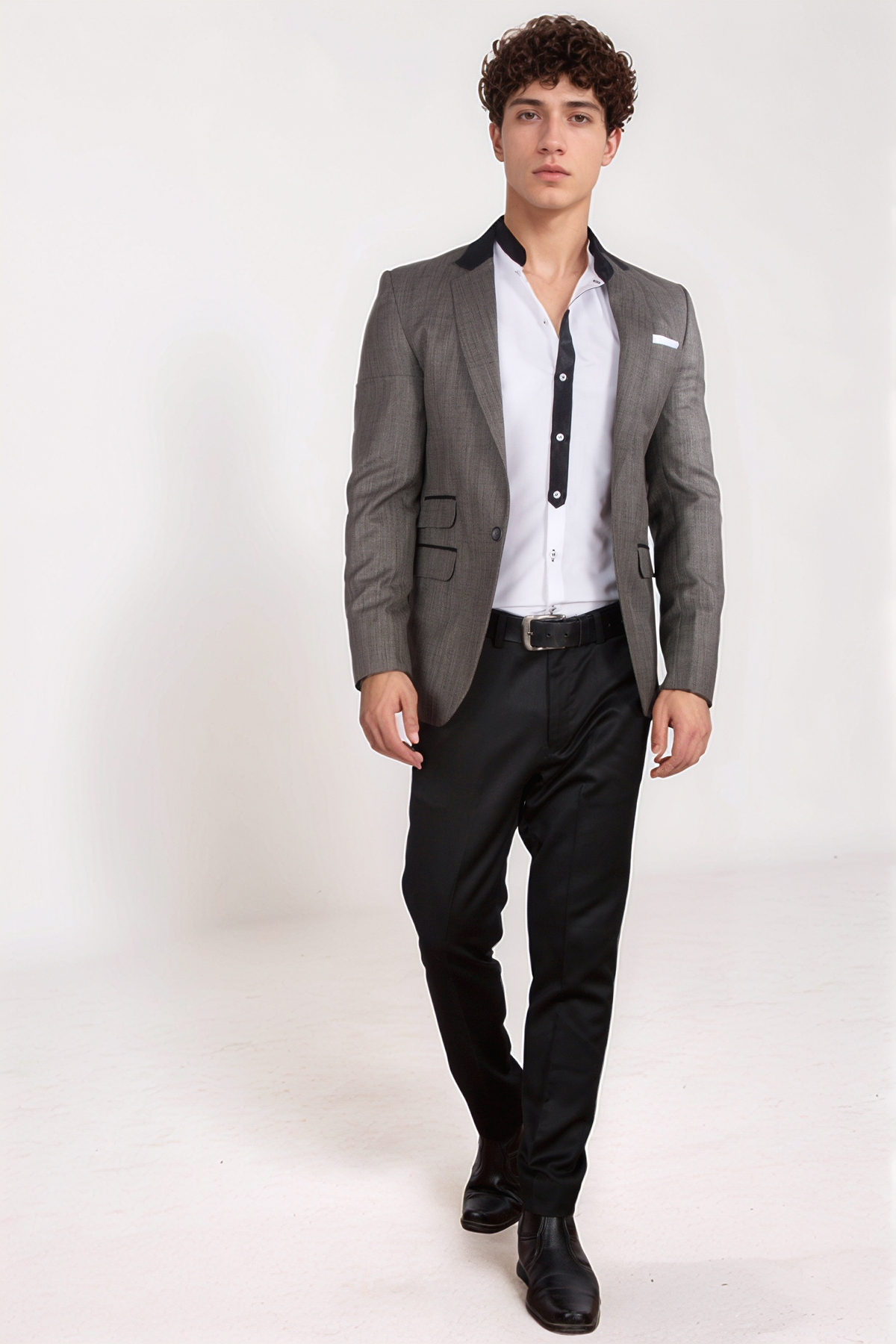 Dark Grey Textured Blazer