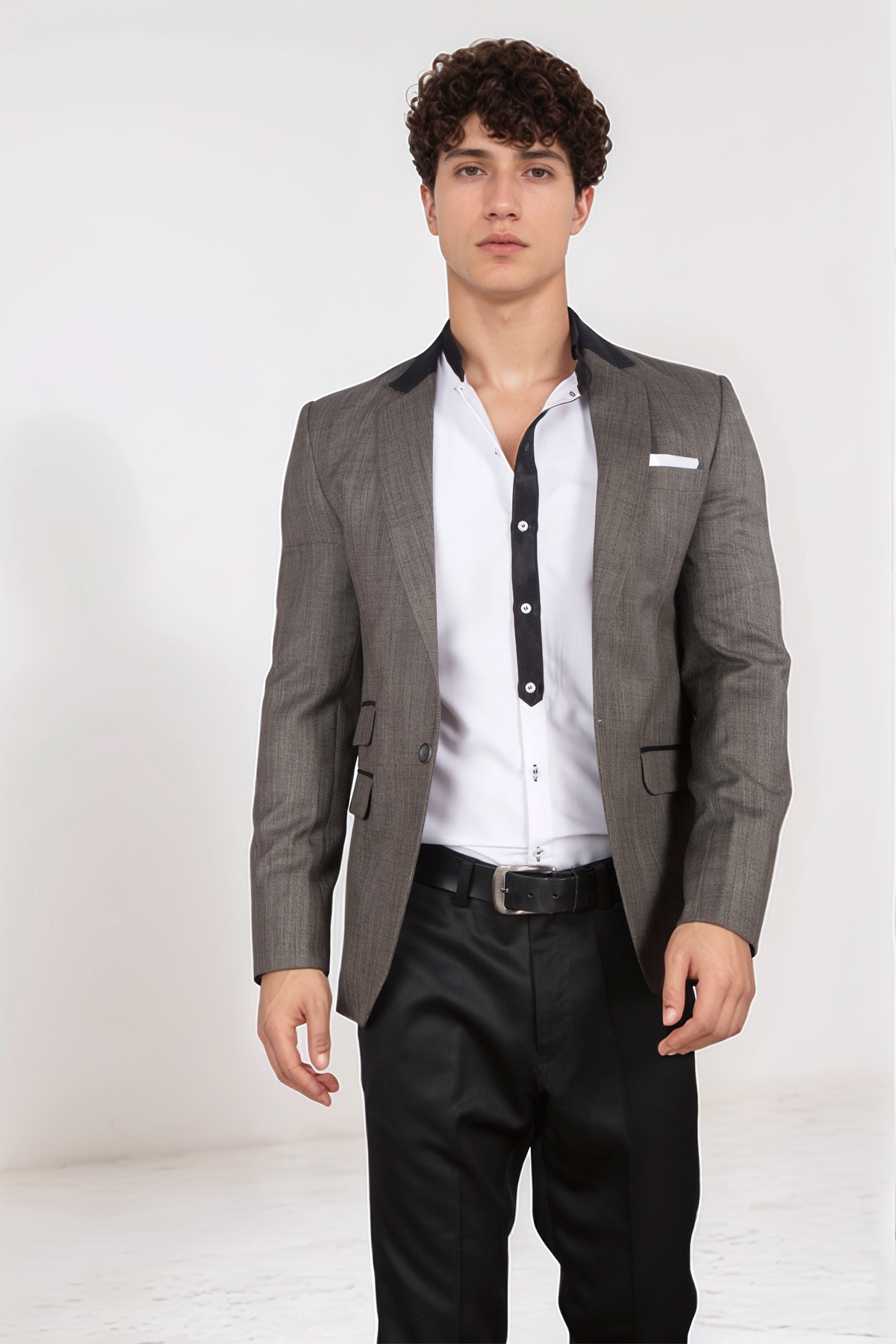 Dark Grey Textured Blazer