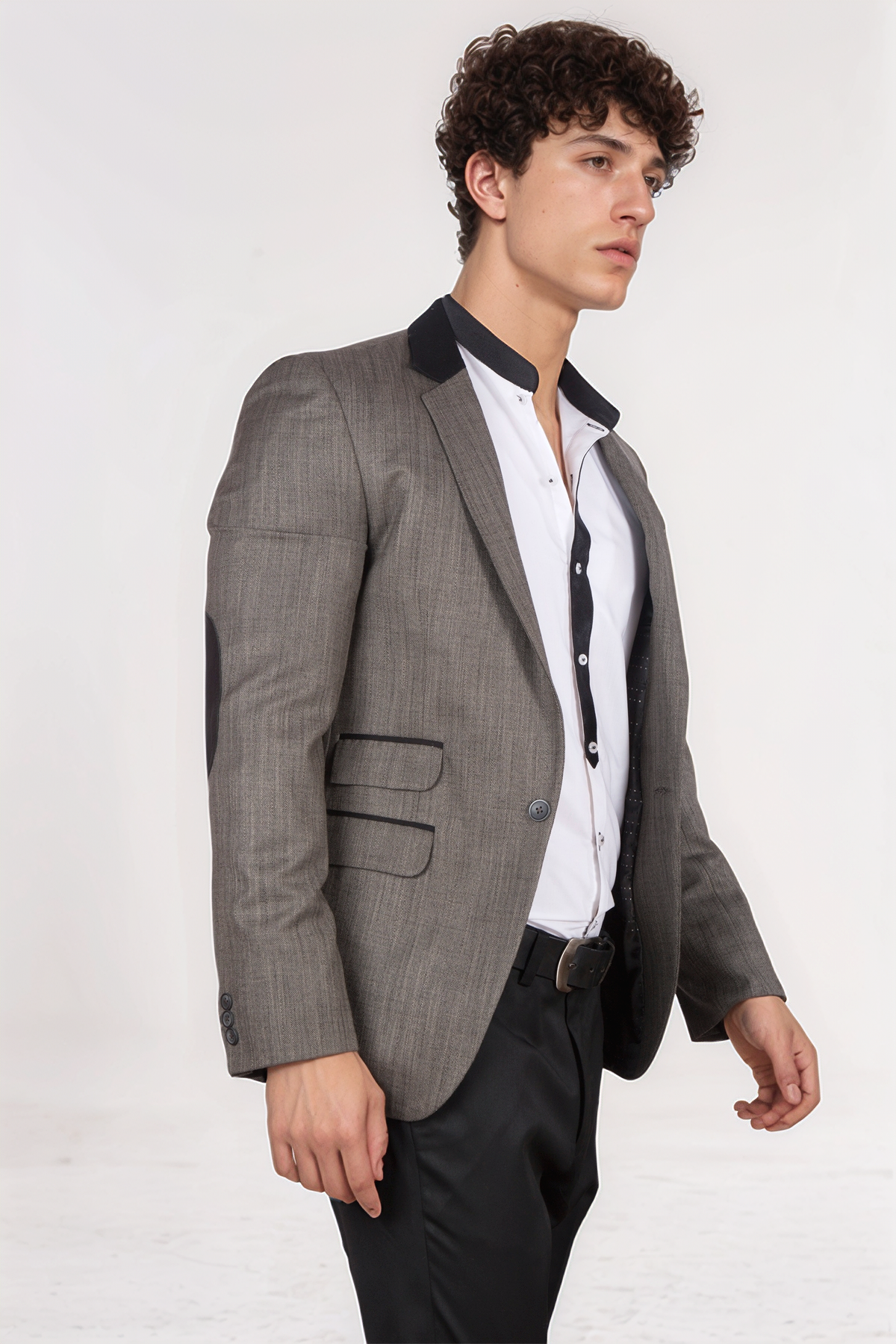 Dark Grey Textured Blazer