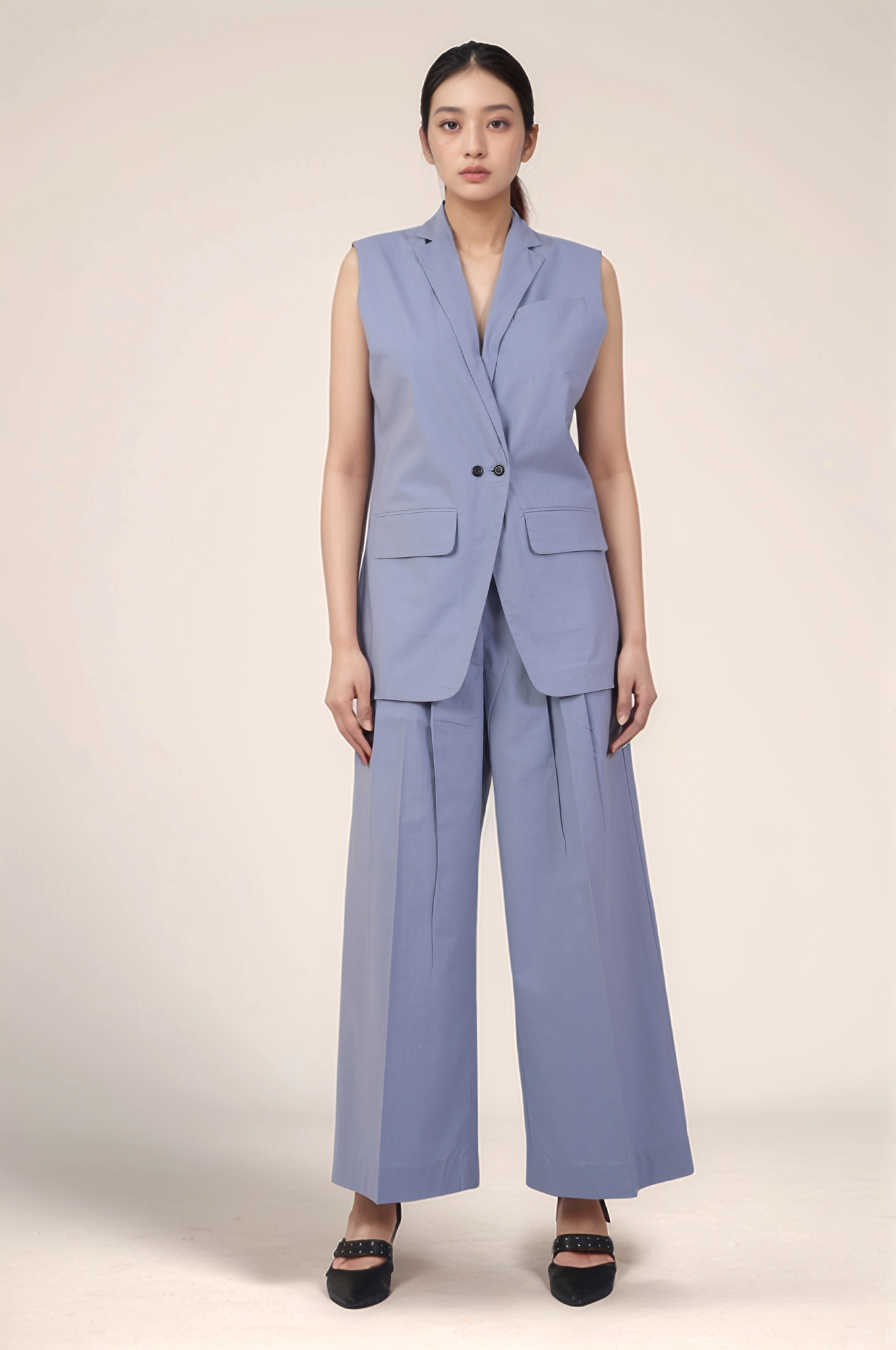 Cadet Grey Sleeveless Blazer Co-ord suit