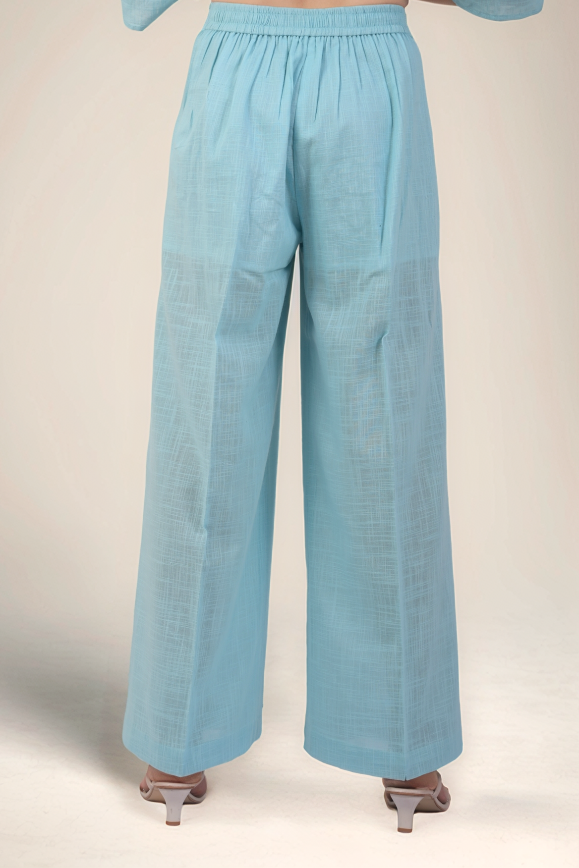 Powder Blue Cotton Loose Trouser