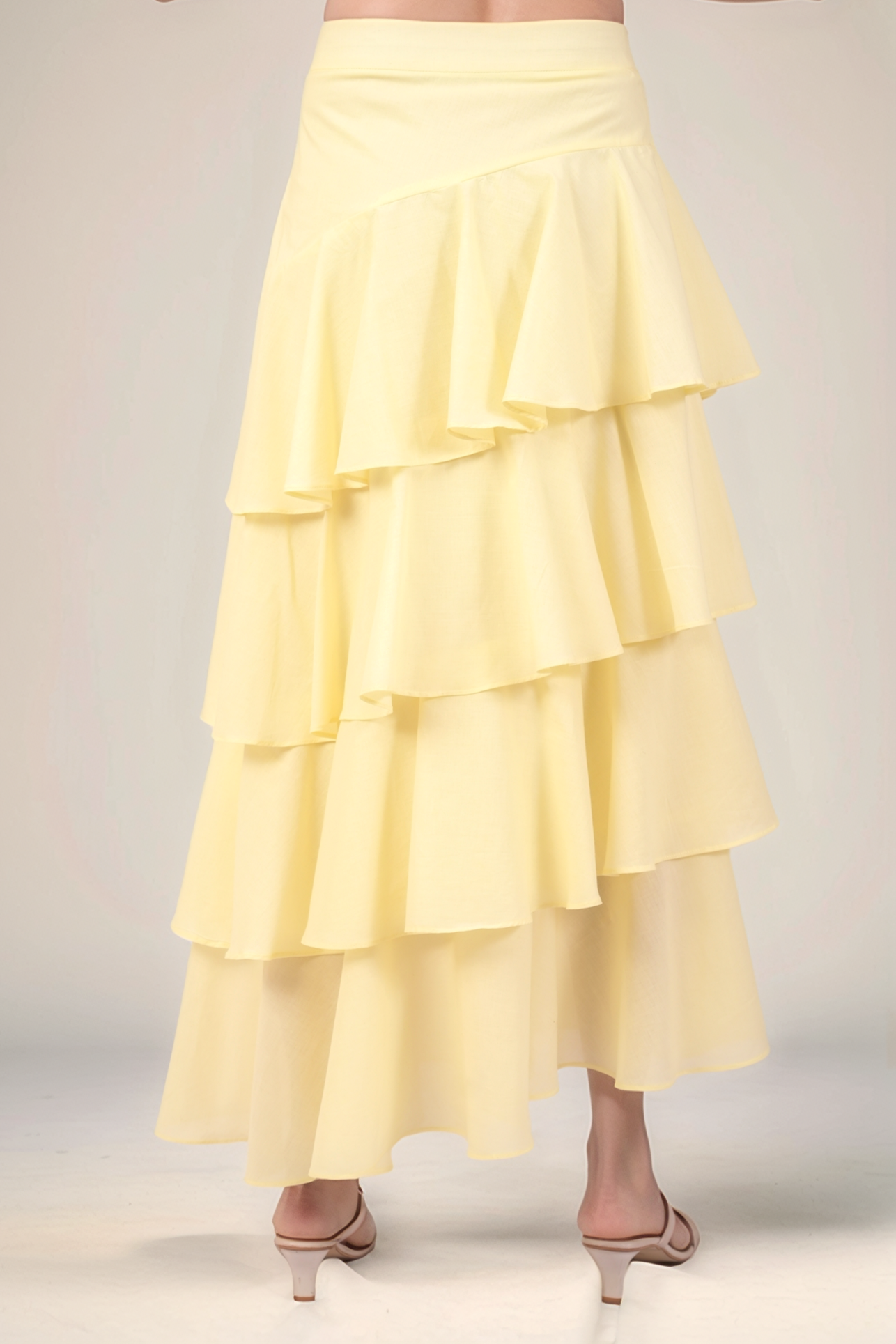Pale Yellow V-Neck Cotton Crop Co-ord suit