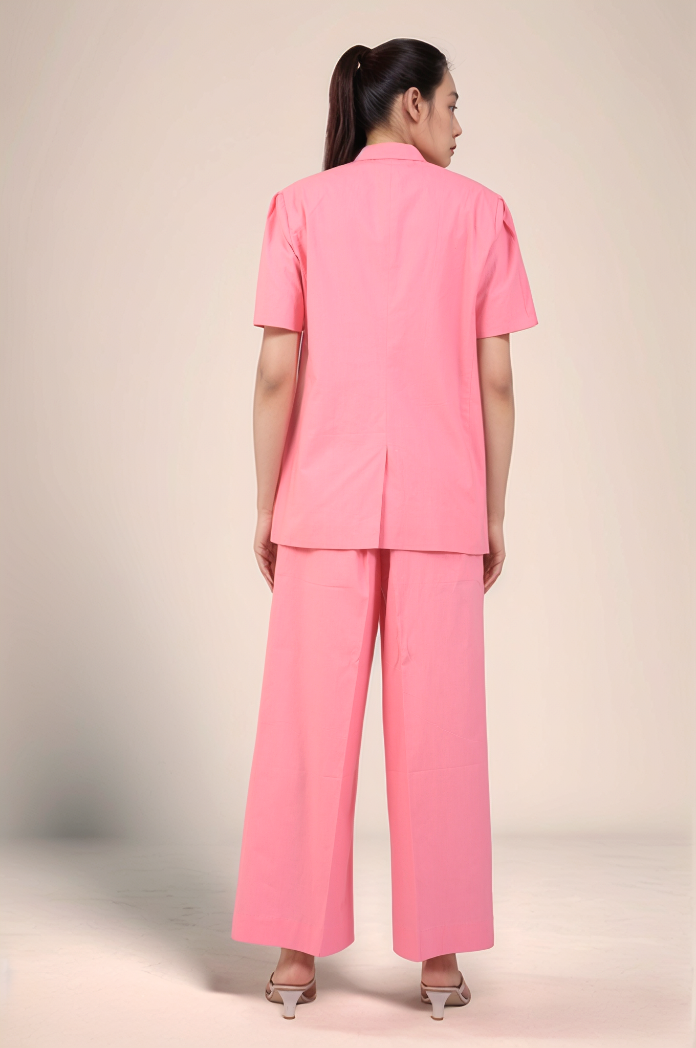 Pink Cotton Blazer Three Piece Co-ord suit