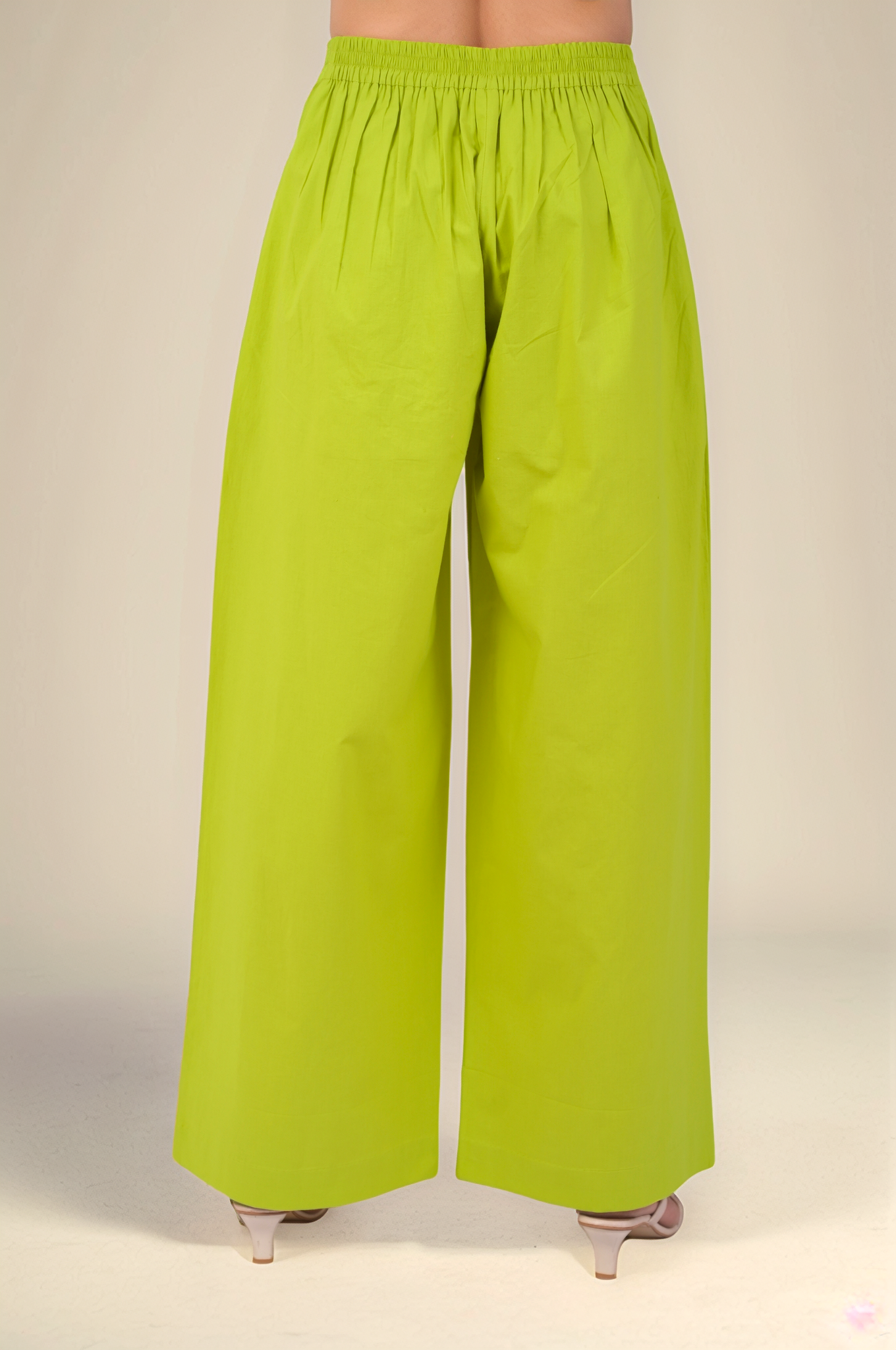 Lime Green Cotton Loose Trouser