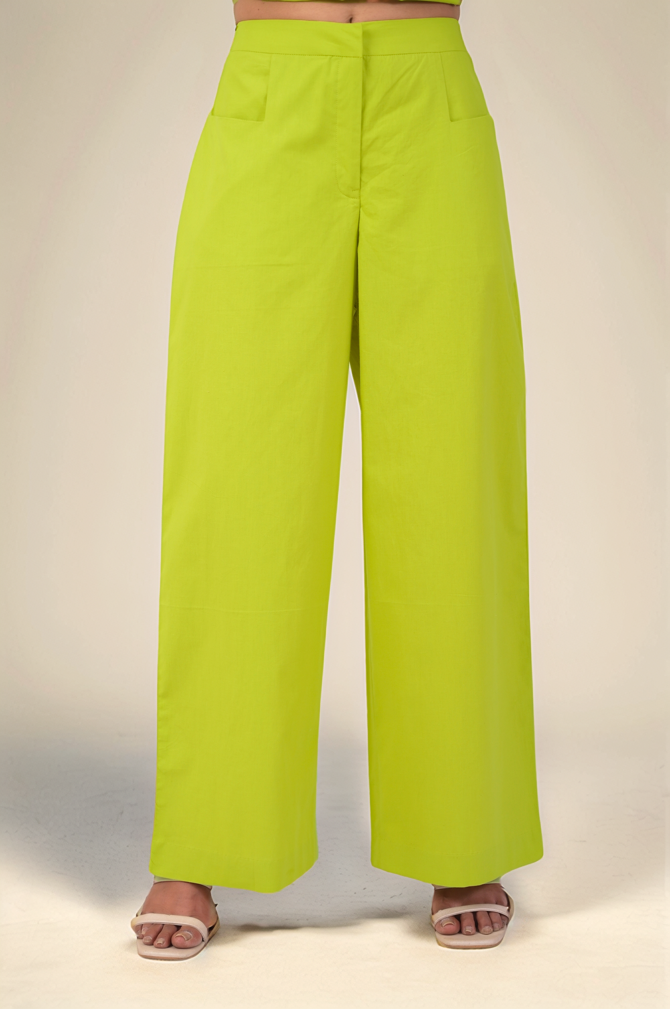 Lime Green Cotton Loose Trouser