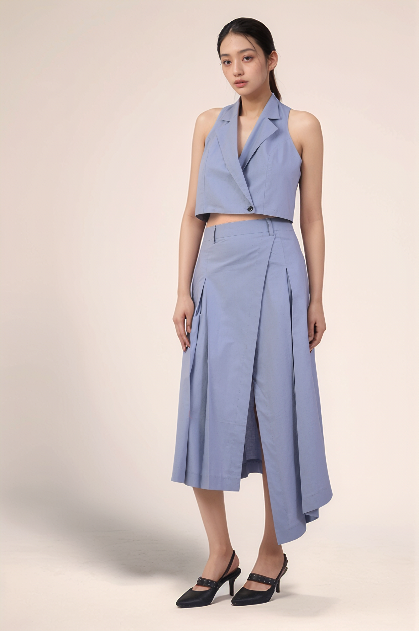 Cadet Grey Overlapped Skirt