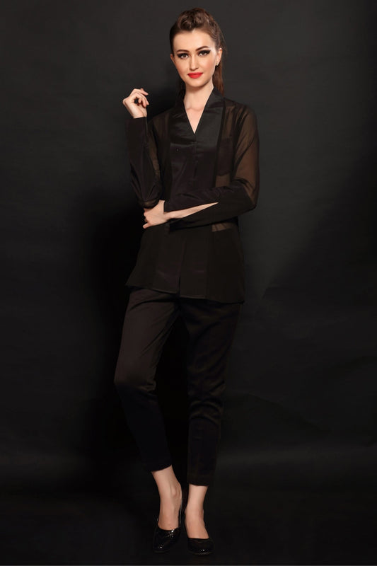 Black Panel Shirt - Dheeraj Sharma