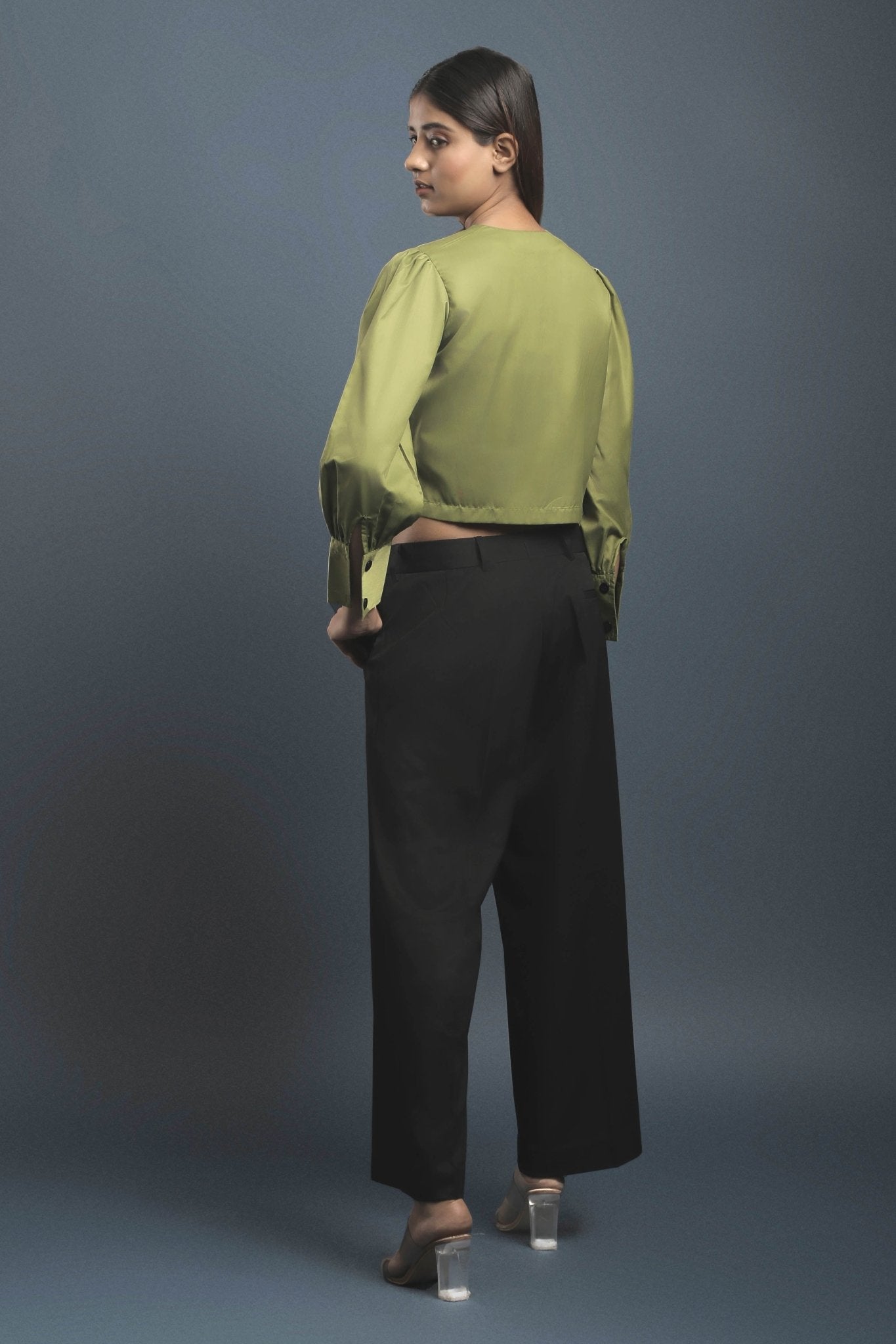 Green Overlapped Shirt - Dheeraj Sharma