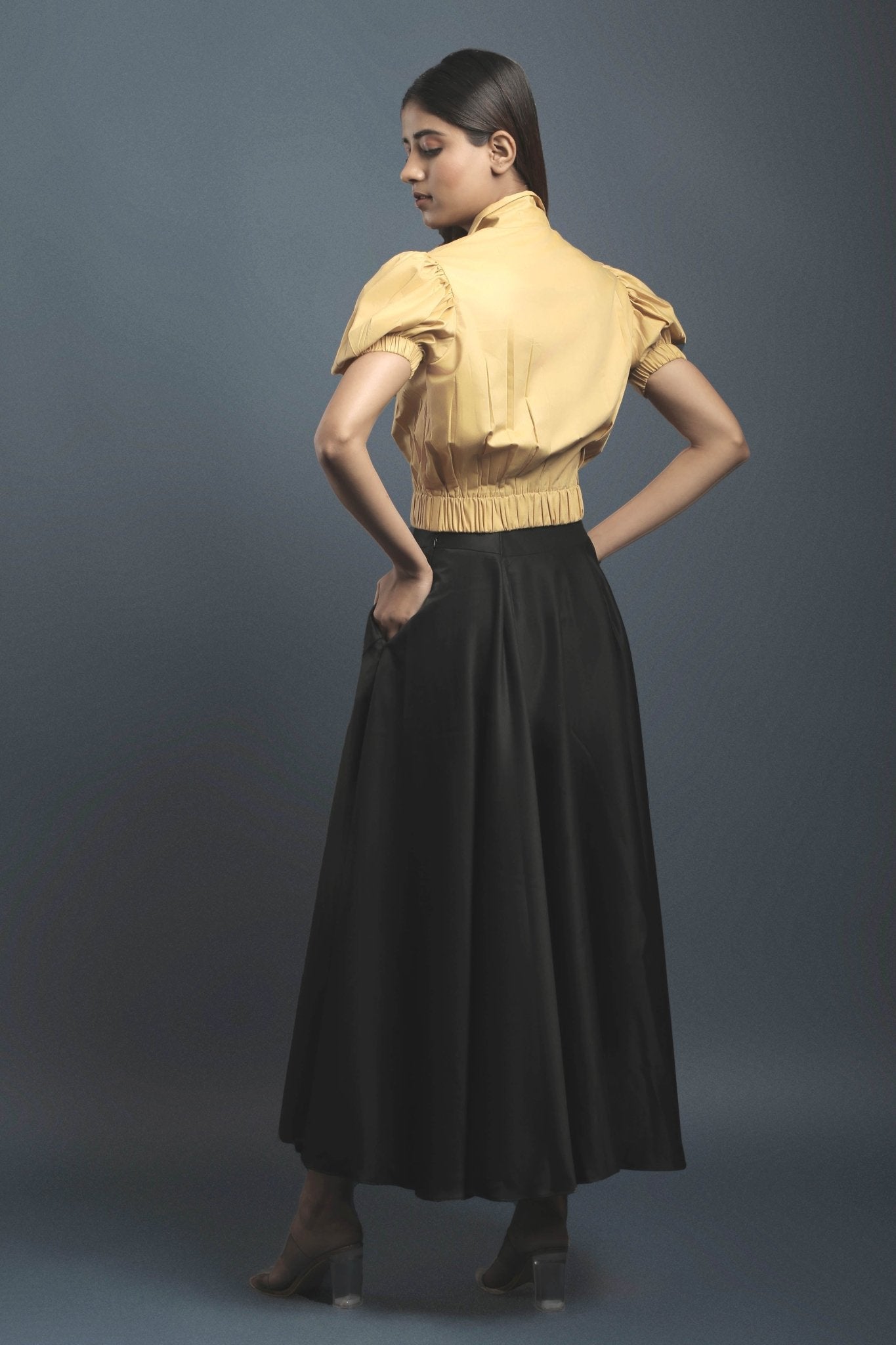 Ochre Yellow Double Breasted Shirt - Dheeraj Sharma