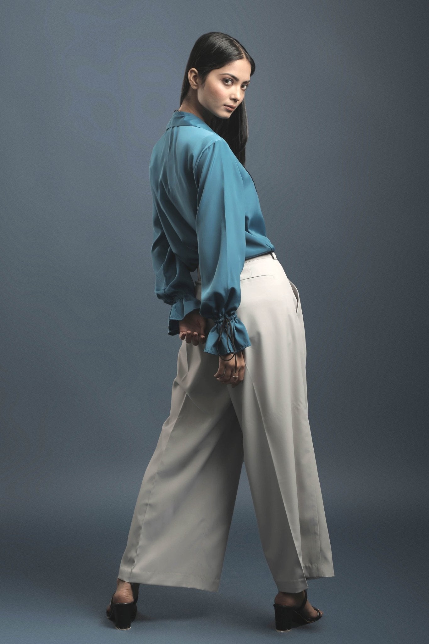 Rama Blue Crepe Shirt - Dheeraj Sharma