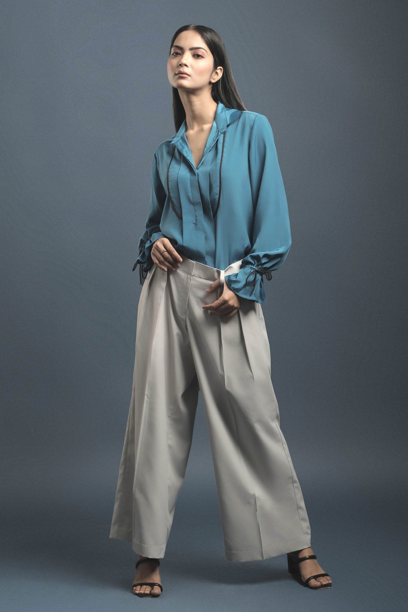 Rama Blue Crepe Shirt - Dheeraj Sharma