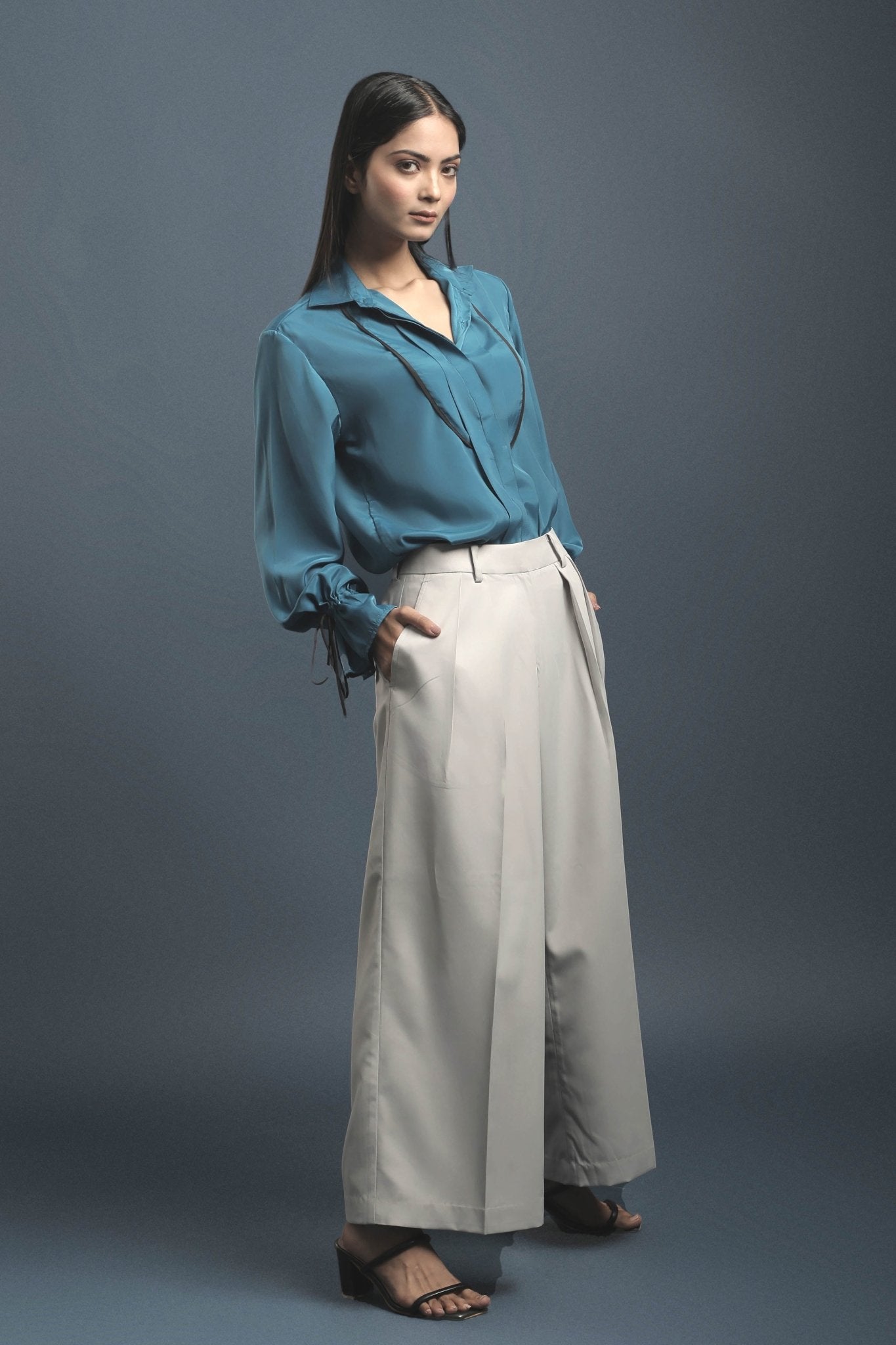 Rama Blue Crepe Shirt - Dheeraj Sharma
