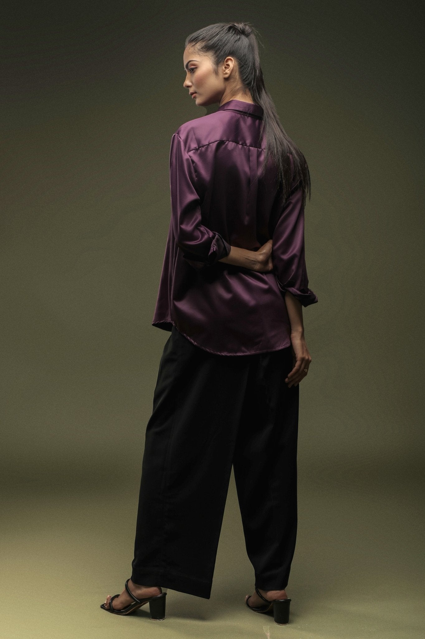 Wine Satin Shirt - Dheeraj Sharma