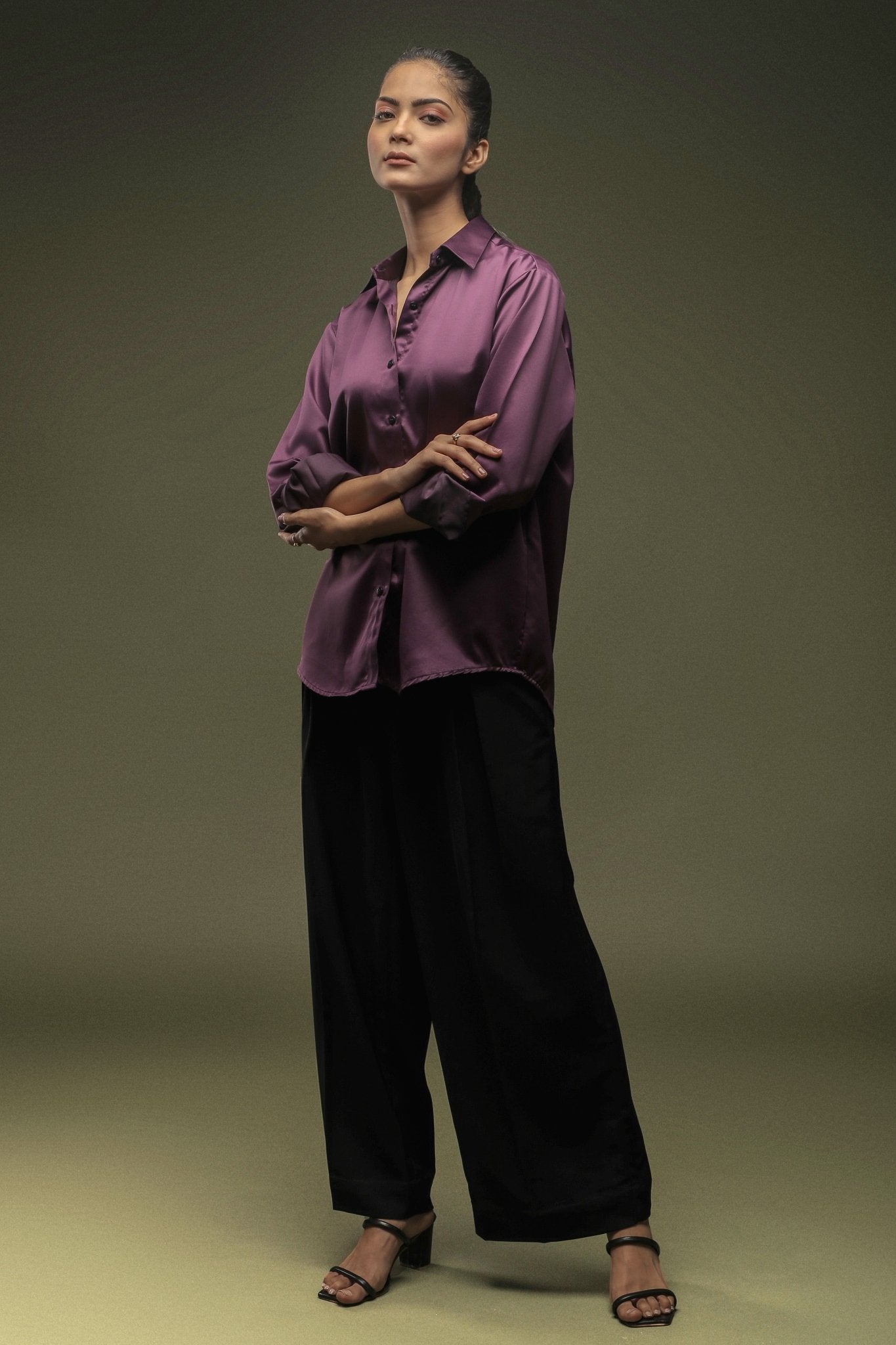Wine Satin Shirt - Dheeraj Sharma