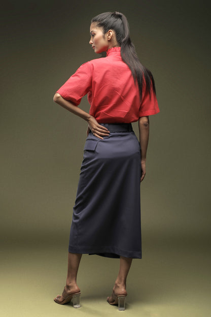 Dark Grey Front Open Skirt