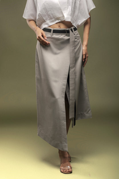 Grey Overlapped Skirt