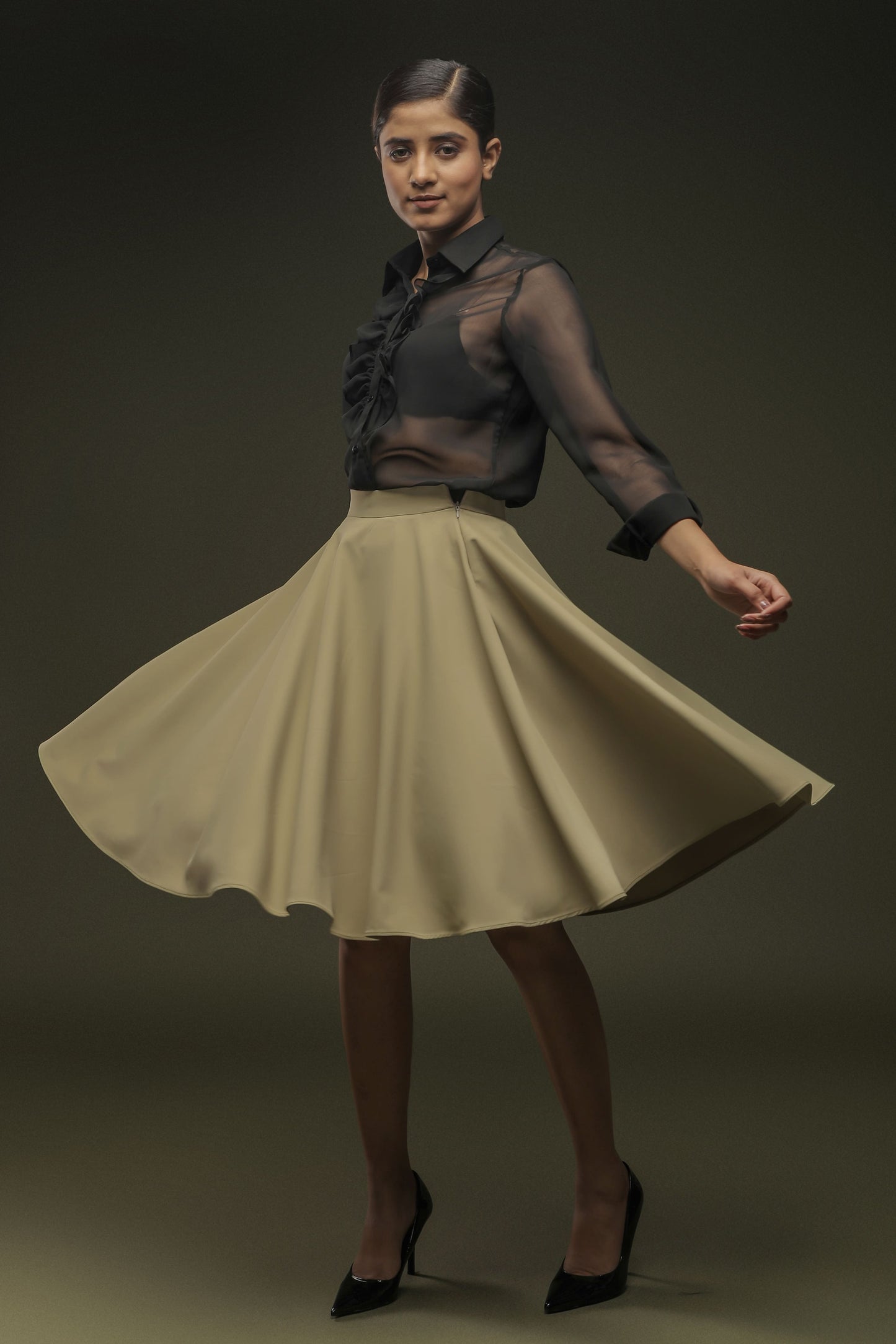 Sage Khaki Umbrella Skirt