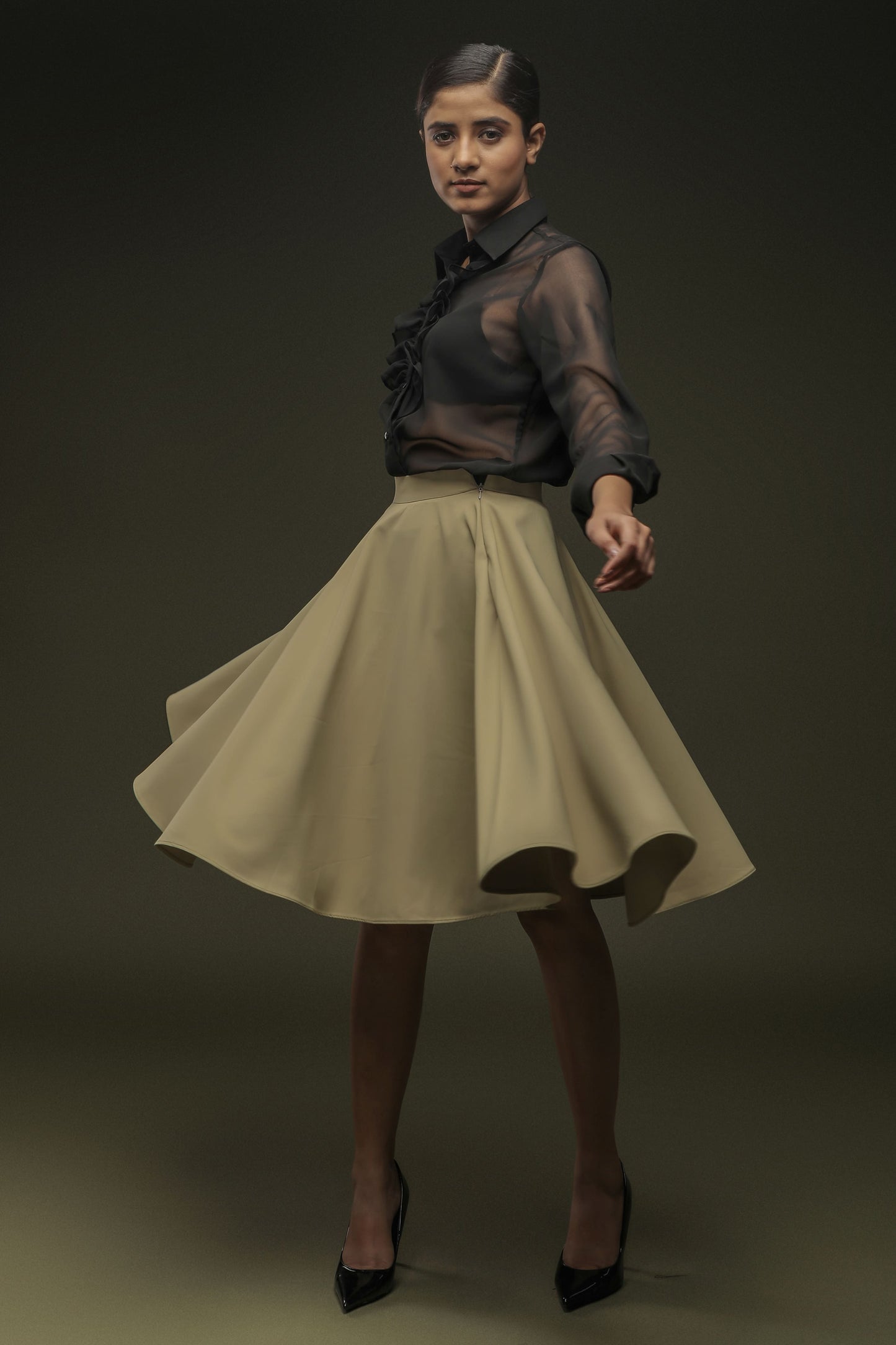 Sage Khaki Umbrella Skirt