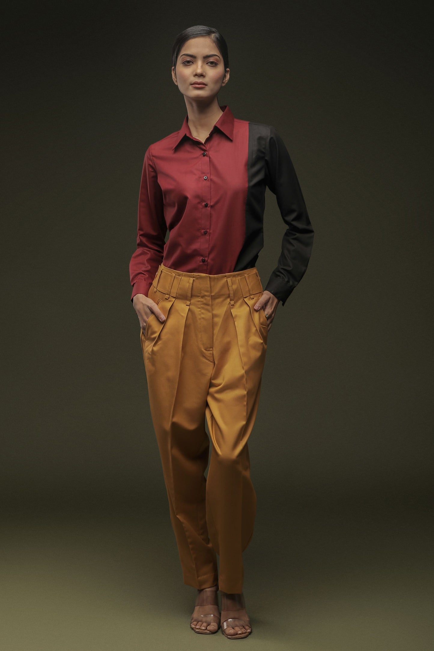 Mustard Yellow Baggy Cropped Trouser