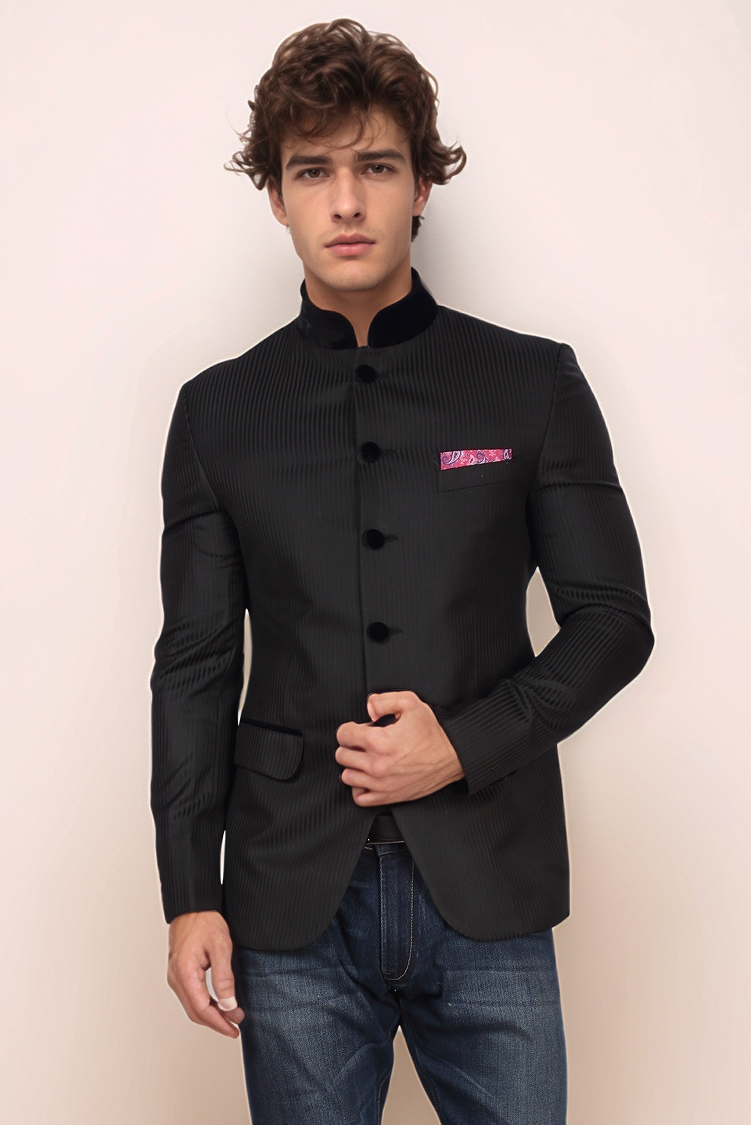 Black Jodhpuri Single Breasted Blazer