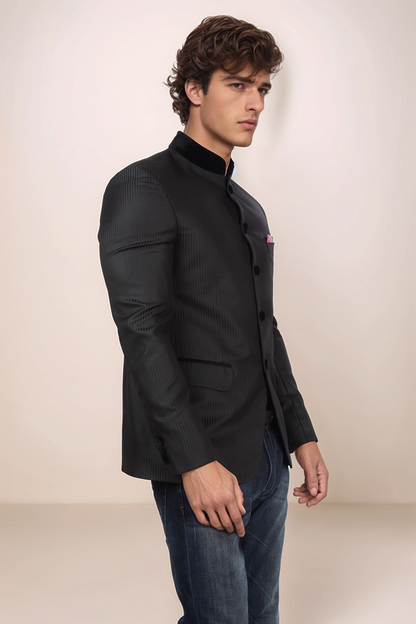 Black Jodhpuri Single Breasted Blazer