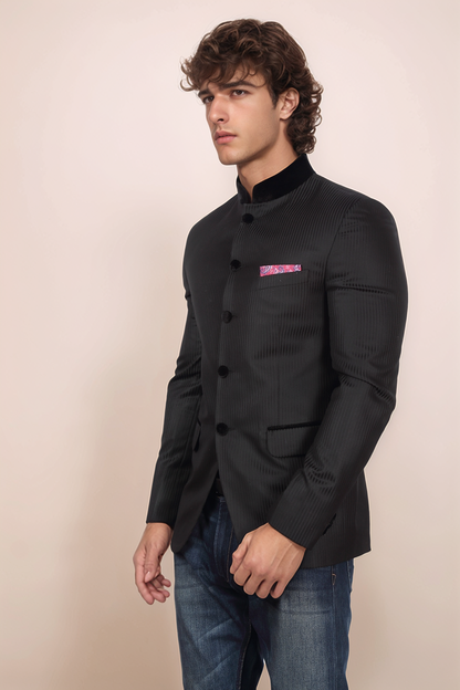 Black Jodhpuri Single Breasted Blazer