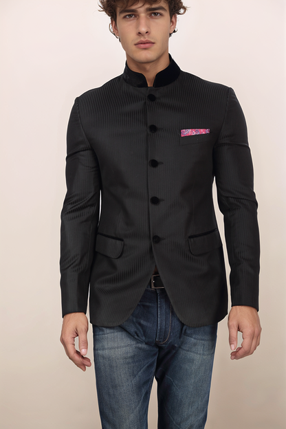 Black Jodhpuri Single Breasted Blazer