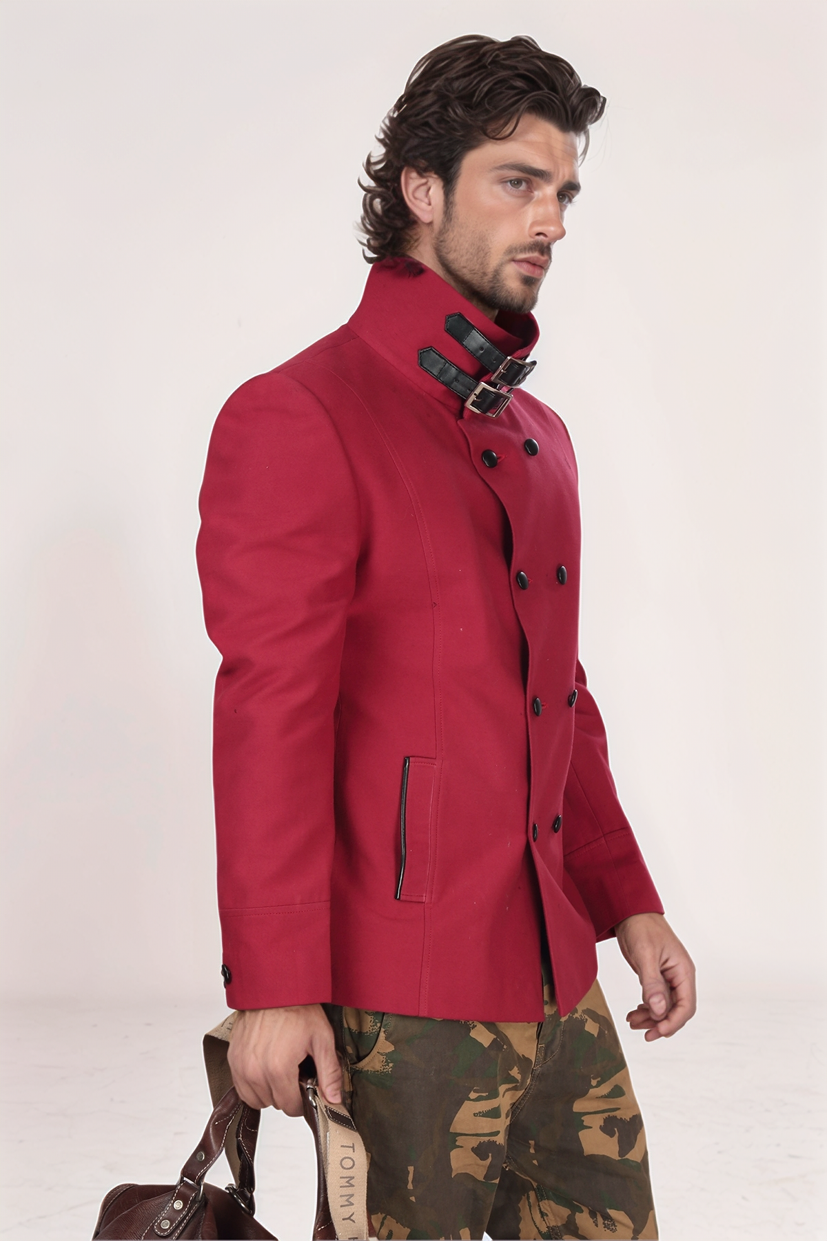 Maroon Jersy High Collar Blazer