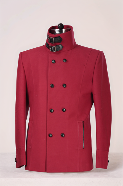 Maroon Jersy High Collar Blazer