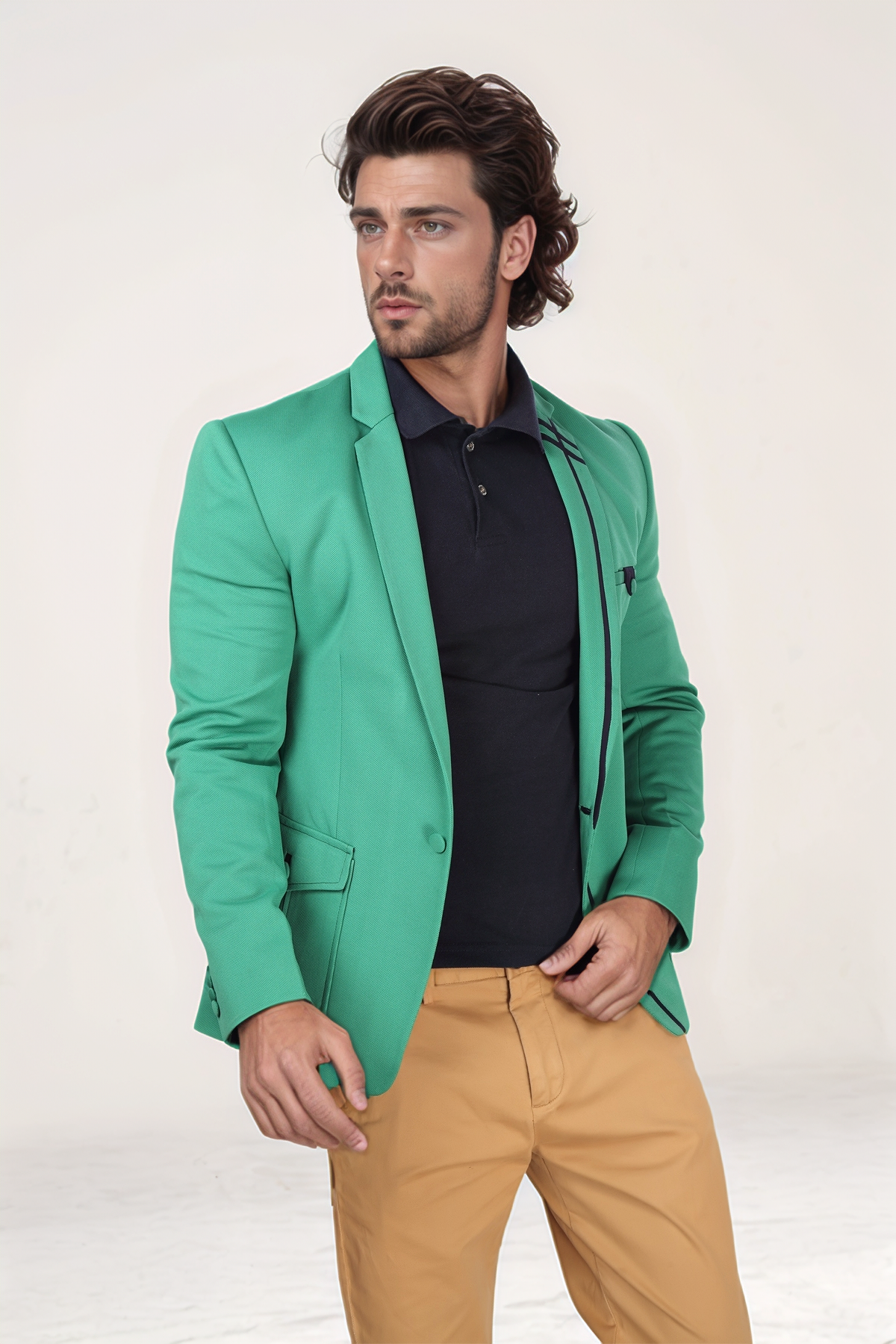 Green Single Breasted Blazer