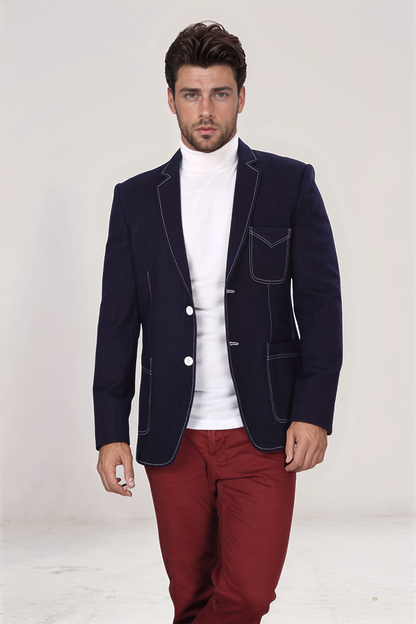 Dark Wine Denim Blazer