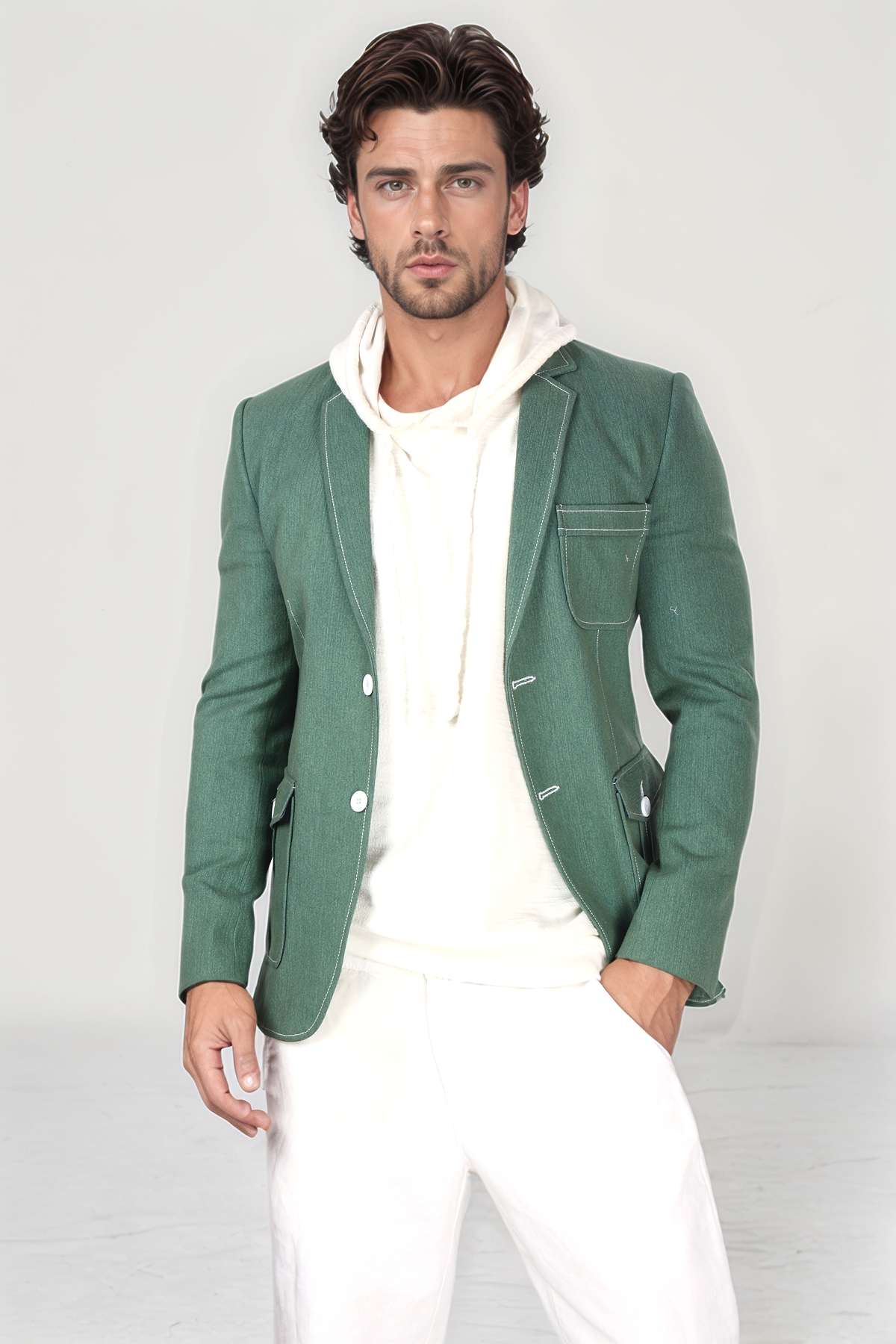 Light Green Denim Blazer