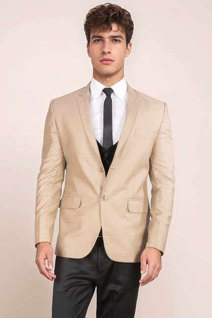 Beige Single Breasted Blazer