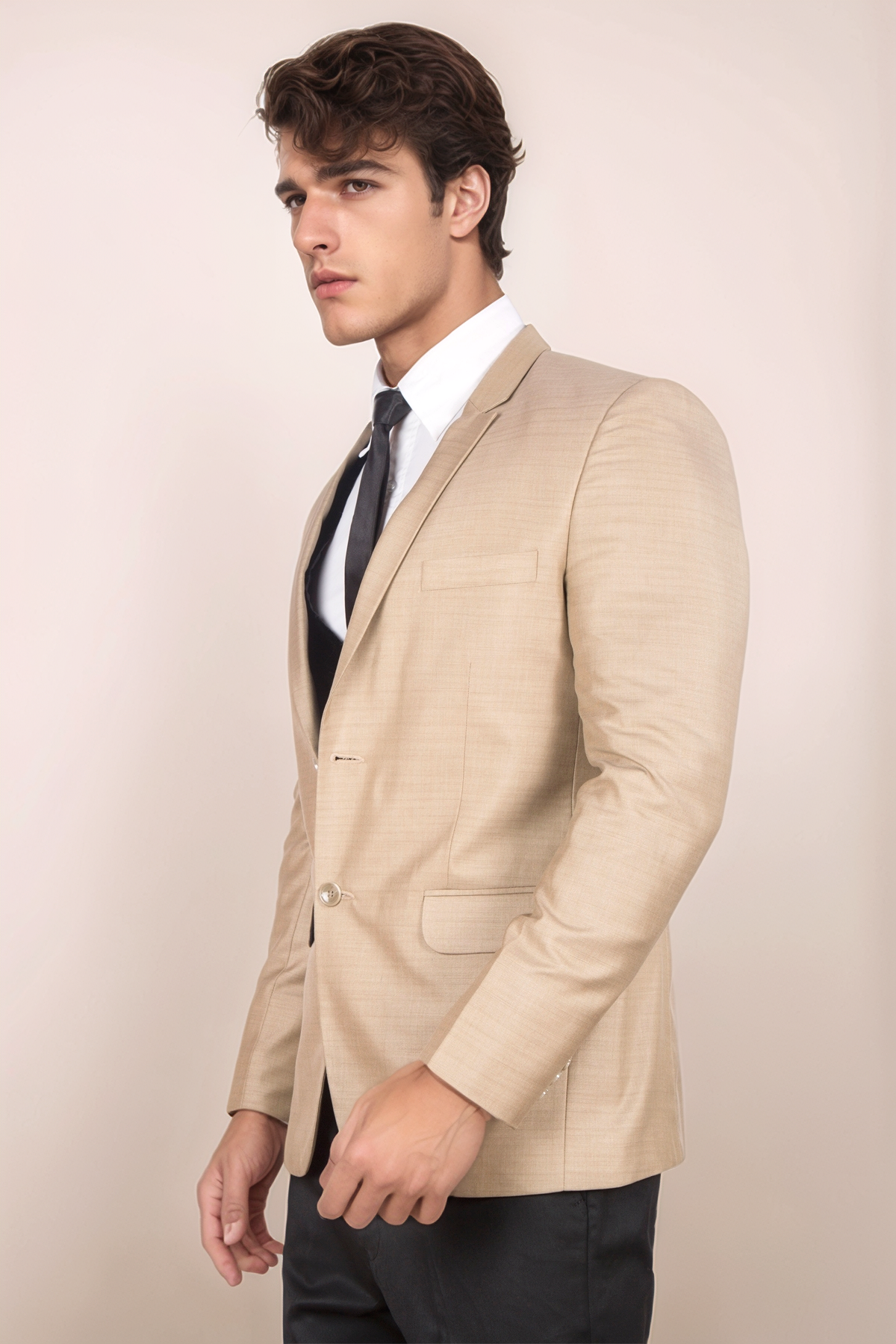 Beige Single Breasted Blazer