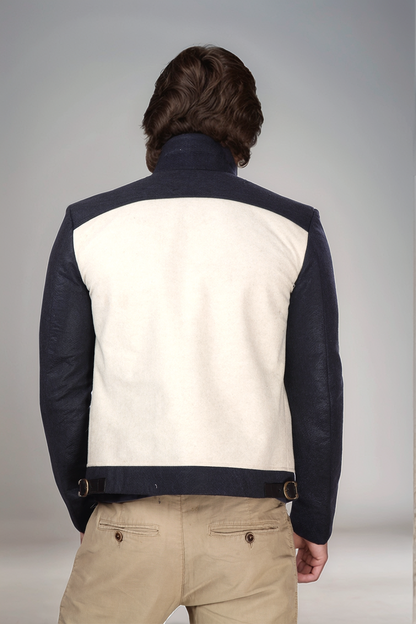 Ivory-Blue zipper Jacket