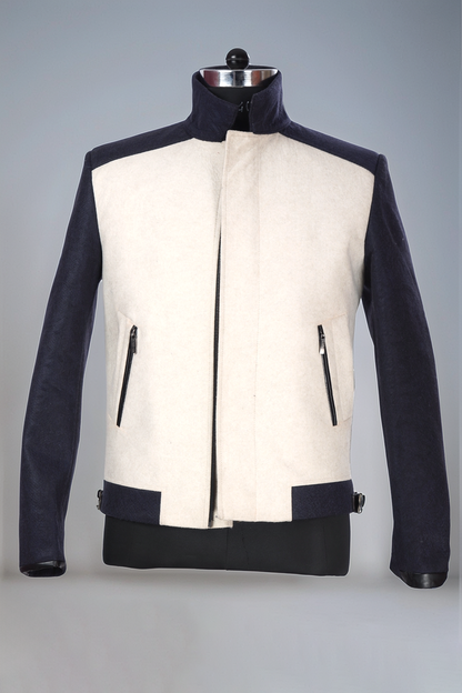 Ivory-Blue zipper Jacket