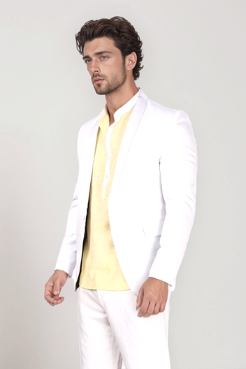 White Shawl Collar Blazer