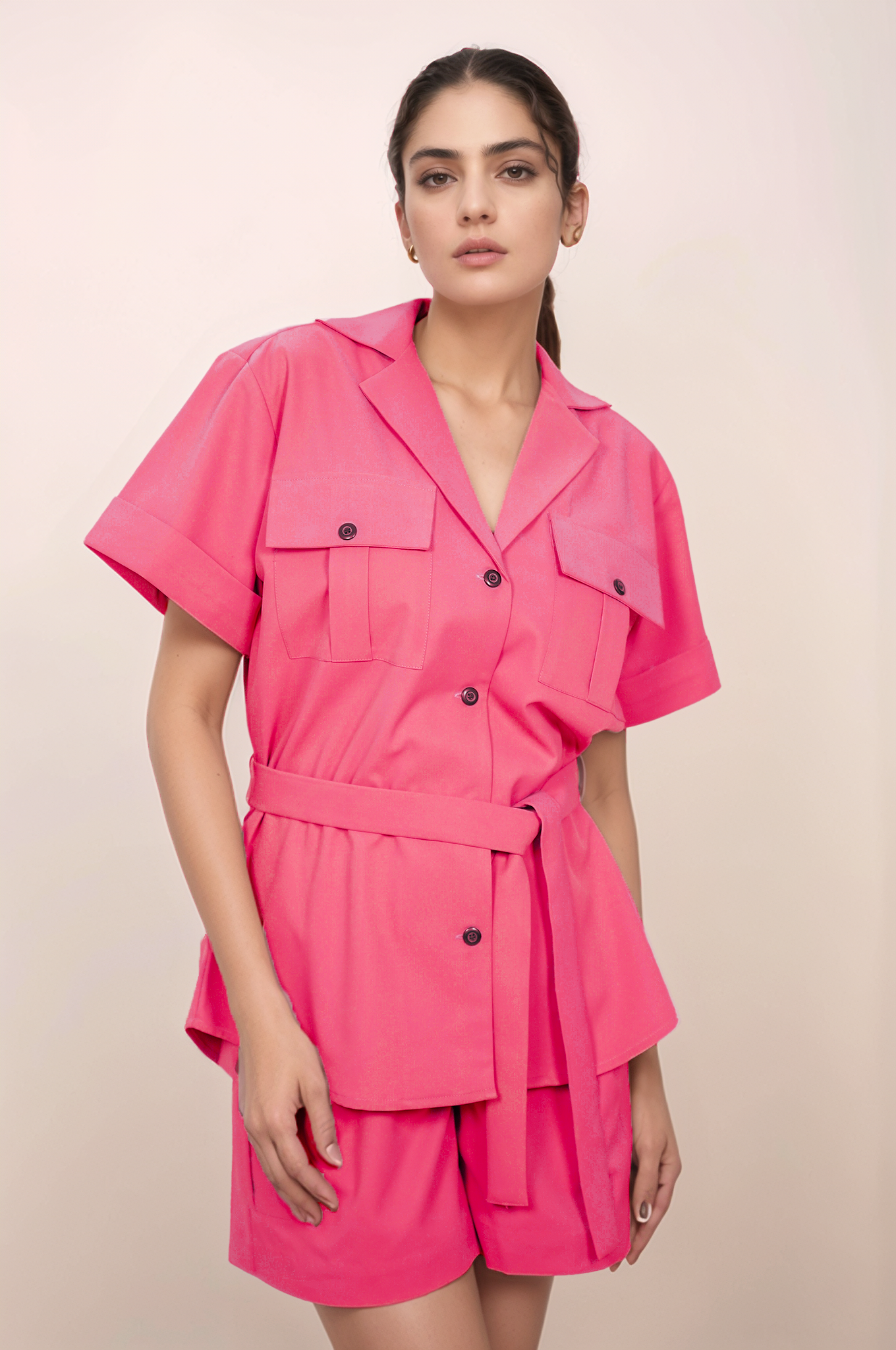 Coral Pink Flap Jacket Co-ord Suit