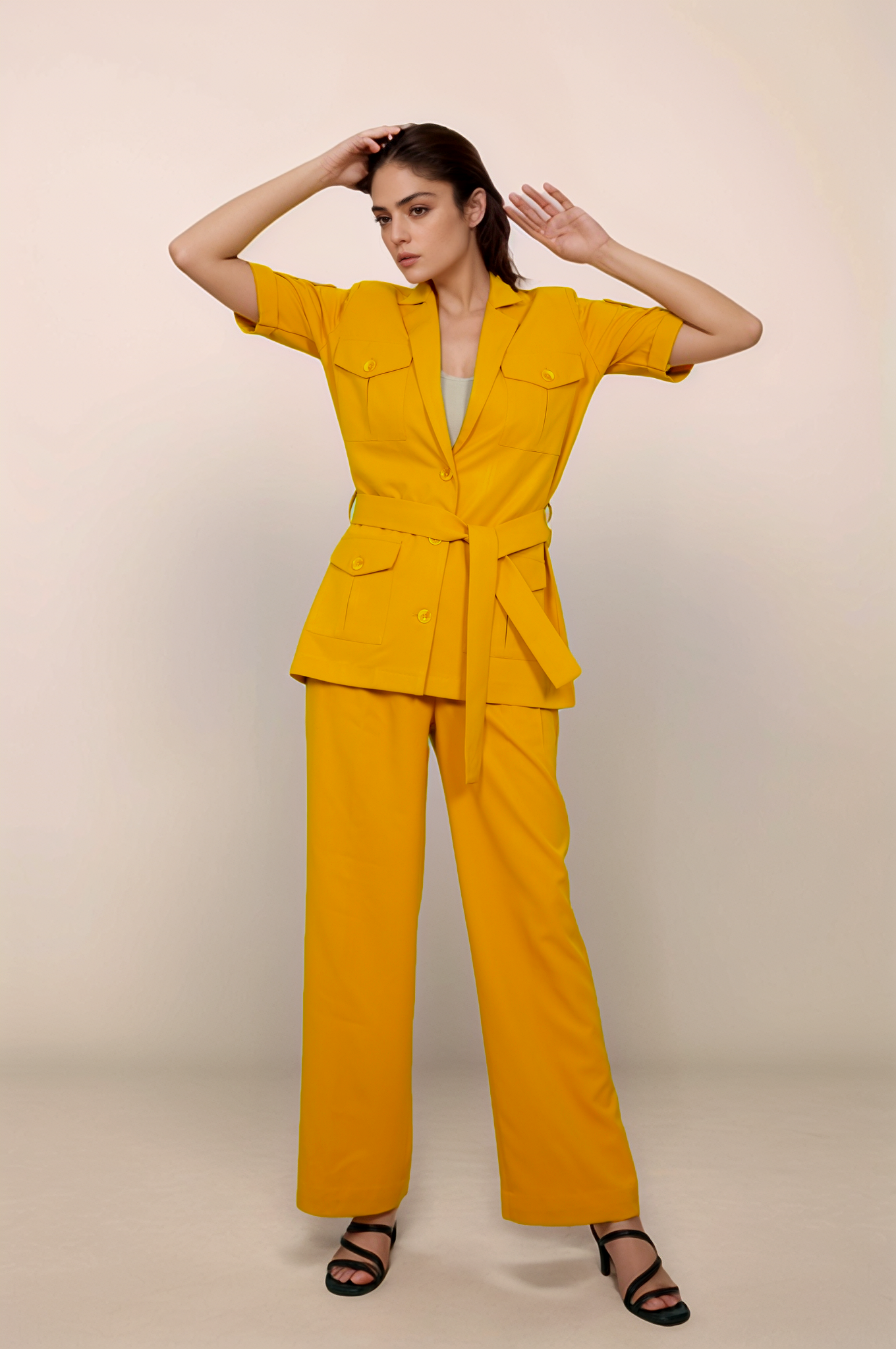 Turmeric Yellow Pleated Trouser